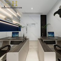 Design d'intérieur de bureau moderne, bureau d'écriture, table d'ordinateur, vitrine d'affichage de fichiers LED