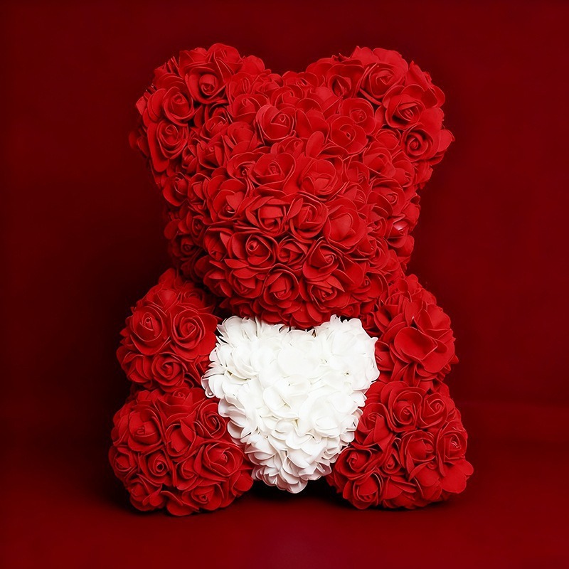 Red bear white heart