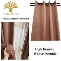 Ensemble de rideaux jacquard à œillets 3 pièces pour appartement, occultation élevée, style moderne, prêt à poser, multi-scènes, vente en gros mondiale