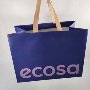 Sacs en papier d'achat en carton bleu marine et violet KM Luxury, écologiques, logo personnalisé - Product Image 2