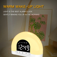 Jam Alarm LED Smart Sunrise Wake Light Sleep Aid Sounds dengan Kalender, Desain Eropa, Elektrik, Fitur Snooze 9 Menit untuk Kantor dan Rumah