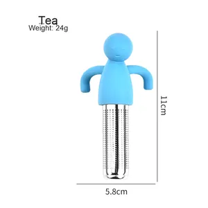 Infuseur à thé en silicone sans BPA, en acier inoxydable, avec logo personnalisé, écologique, ornement de tasse verte - Product Image 4