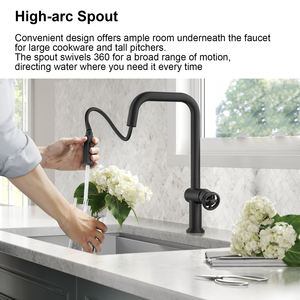 Robinet de cuisine de Style Steampunk à tuyau industriel, mitigeur d'eau froide et chaude gris Gunmetal avec pulvérisateur à double fonction - Product Image 3