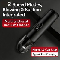 Aspirateur de voiture sans fil portable mini 12000Pa, moteur sans balais, 2-en-1, sans cordon, noir, 0,6 kg, pour la maison et le bureau