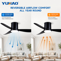 Ventilateur de plafond LED avec lumière, 3 pales ABS, pour villas, salles à manger, restaurants, écoles, montage encastré BLDC, 38, 46, 52 pouces, fabrication OEM ODM
