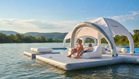 Île flottante gonflable pliable portable, cabane flottante gonflable