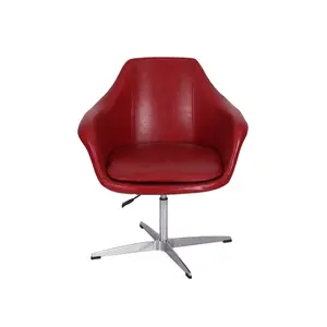 OEM Custom Modern Comfy Faux Or Genuine Leather Upholstered Chrome-Plated Four-Star Base Accent Home Office Swivel Armchair