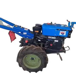 High Productivity Diesel Engine Walking Tractor with Electric Start Gear Tiller 2WD Wheel for Farms-New Condition
