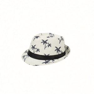 Spring and Summer Casual Travel Jazz Character Paper Coconut Printed Outdoor Beach <b>Sunscreen</b> Hat - Product Image 3