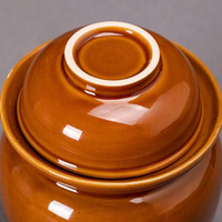 Pot en céramique rétro écologique pour la fermentation, personnalisable en gros, avec couvercle, pour la fabrication de sauerkraut et de cornichons