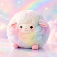 Porte-clés en peluche rétro en forme de mouton arc-en-ciel, dégradé de couleurs, pour filles, cadeau et décoration de coussin