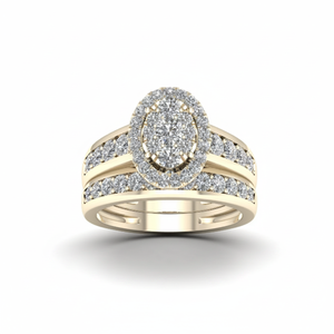Hermosa elegante de estilo lujoso encantadora forma Oval agrupados anillo de compromiso diamante banda - Product Image 2