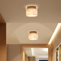 Plafonnier moderne en pierre translucide, luminaire encastré en bois naturel, lampe de plafond pour couloir, entrée, vestiaire