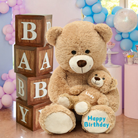 Grand ours en peluche brun clair de 39 pouces jouet en peluche maman bébé gros ours en peluche ours en peluche enfants grande petite amie fête des mères