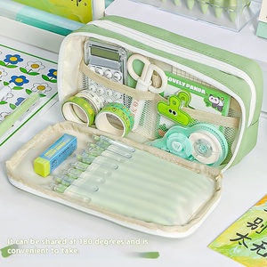 Estuche de Lápices de Tela de Gran Capacidad y Estilo Elegante para Niñas, Color Azul Leche con Sal Marina, Bolsa de Papelería para Niños de Primaria - Product Image 3
