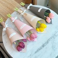 Sac d'emballage en papier kraft 2026 pour fleurs, personnalisé, avec poignée découpée pour fleuristes