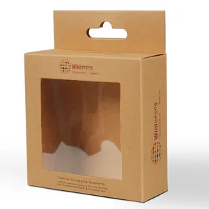 Best selling eco-friendly brown kraft paper packaging hanger box with display window