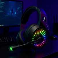 PS4 PC Xbox One için RGB Işıklı ve Mikrofonlu Oyuncu Kulaklığı (Plastik)