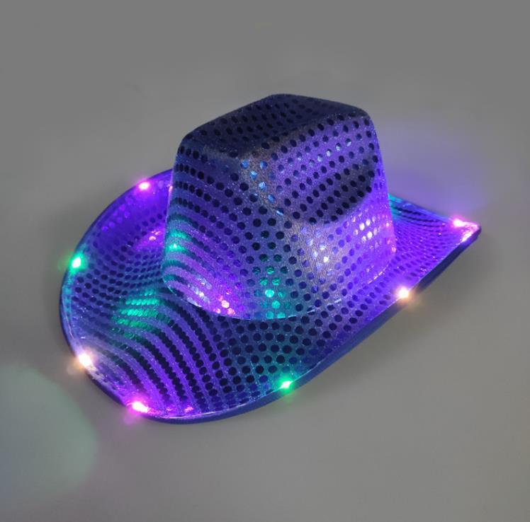 Windy City Novelties LED Light Up Sequin Cowboy Hat - Unisex 