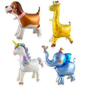 Ballons en aluminium pour enfants, adorables animaux marcheurs sur roues : éléphant, chien, chat, lapin – Décoration de ballons en aluminium en forme de personnages - Product Image 3