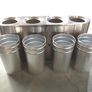 חיצוני נירוסטה 4 תאים פח אשפה מסחרי פח אשפה 4 דליים פנימיים גודל גדול קניון פח מיחזור - Product Image 2