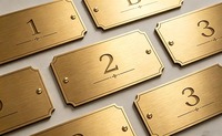 Plaque de numéro de maison personnalisée en laiton gravé, résistante à l'eau, avec éclairage intégré pour hôtels et bureaux - Vis de fixation incluses