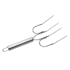Forchetta per Tacchino Grande in Acciaio Inossidabile, Forchetta a 4 Punte con Manico in Tubo Metallico per Barbecue all'Aperto e Arrosto al <span class=keywords><strong>Forno</strong></span> - Product Image 5