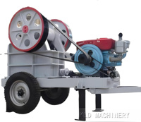 Concasseur à mâchoires diesel mobile 250x400, capacité maximale de 20t/h, haute productivité, alimenté par moteur, marque KLD, installation de concassage de roche