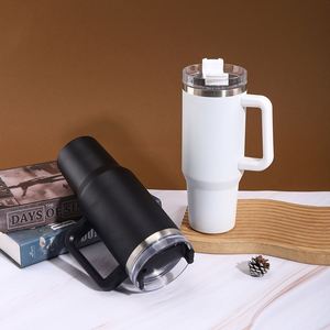 Car H1.0 <b>Handle</b> <b>Travel</b> Tumbler 40oz Double Wall Vacuum <b>Mug</b> Lid Straw Anti-Slip OEM Custom Logo - Product Image 2