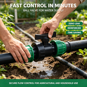 Robinet à bille simple en PP de qualité supérieure : Raccord de compression anti-fuite pour systèmes d'irrigation agricole - Product Image 3