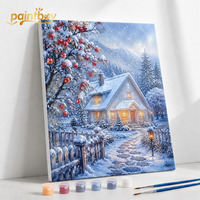 Peinture à l'huile décorative à numéros avec cadre, kit d'art sur toile, cadeau de Noël