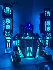 Party Traje Led Robot Costume Led Clothes Stilts Walker Costume Disfraces Halloween Led Suit Costume Helmet