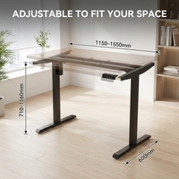 Support de bureau électrique en acier AOR avec moteur unique, éclairage RGB, surface en bois, extensible, structure démontable, pour le gaming