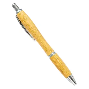 wholesale Eco Friendly bamboo pen can print logo office student gift advertising pen click gourd bamboo pen