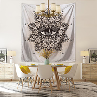 Troisième œil mystérieux Hamsa main tapisseries décoration murale tarot spirituel bleu mauvais œil tapisserie