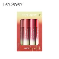 Crayon à lèvres et rouge à lèvres de luxe Handaiyan Smooth Matte 4 couleurs, longue tenue, pigmenté, maquillage pour les lèvres, OEM