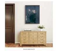 Peinture à l'huile impressionniste sur toile, art mural floral, peinte à la main, écologique, originale, narcisse, chat noir, cadre en bois