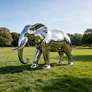 Escultura de Acero Inoxidable Realista con Acabado Espejo W20, Arte Animal de Metal Forjado a Mano para Venta, Adorno de Paisaje para Oficina - Product Image 1