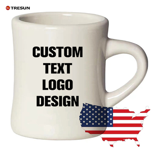 Taza de cerámica de doble espesor de pared esmaltada de color de cintura pequeña de 12oz al por mayor Taza de cerámica Vintage logotipo personalizado taza de regalo para eventos - Product Image 2