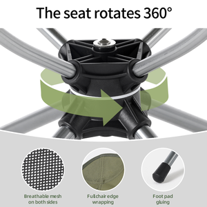 Chaise pliante en alliage d'aluminium pivotante à 360 degrés, chaise pliante portable en métal pour le camping - Product Image 5