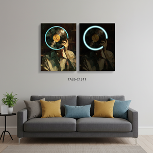 Tableau mural abstrait lumineux à LED, art mural <span class=keywords><strong>moderne</strong></span> encadré pour salon, grande peinture suspendue - Product Image 4
