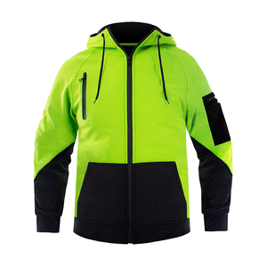 Chaqueta de Trabajo para Exteriores Jessubond de <span class=keywords><strong>Alta</strong></span> <span class=keywords><strong>Visibilidad</strong></span>, Invernal, con Capucha, Cierre de Cremallera, <span class=keywords><strong>Forro</strong></span> <span class=keywords><strong>Polar</strong></span> Compuesto, Fluorescente y con Bloques de Color - Product Image 1