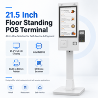 Kiosque de paiement sur pied de 21,5 pouces, Intel N5095 Full HD avec imprimante thermique 80 mm, lecteur de code QR pour utilisation en magasin et en restaurant