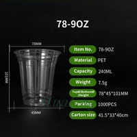 Gobelet en plastique PET à paroi simple transparent de 78 mm de diamètre - Gobelet jetable à impression personnalisée pour la vente de boissons au détail