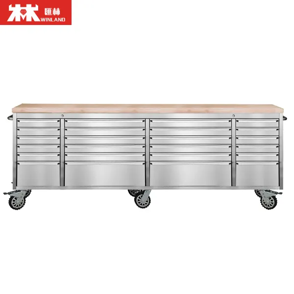 Hot Sale Rolling Tool Chest Workshop Storage With 4 Wheels Rubber Timber Desk