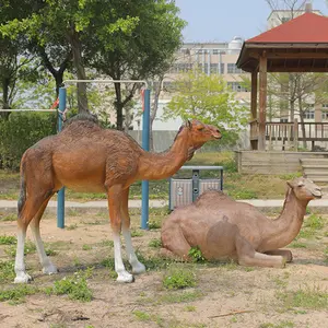 定制大野生动物园丛林玻璃纤维骆驼真人大小动物雕像婚礼装饰