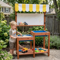 Table de jeu sensoriel moderne en bois pour enfants avec bassin surélevé et auvent, pour l'extérieur, jardin et cour