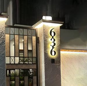 Luce acrilica personalizzata luce nera illuminata 3d porta moderna ha condotto il numero di casa casa indirizzo Hotel camera porta numeri segno - Product Image 2