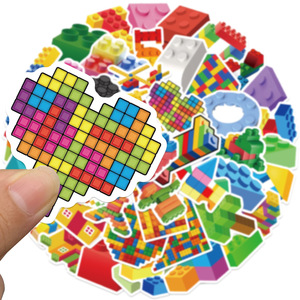 50 autocollants colorés pour jouets de construction, décorations murales pour réfrigérateur, jouets éducatifs pour enfants - Product Image 5