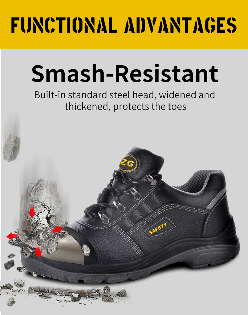 sapatos de trabalho customized low cut genuine leather Light reflecting strip safety shoes work shoes with shoelaces for men